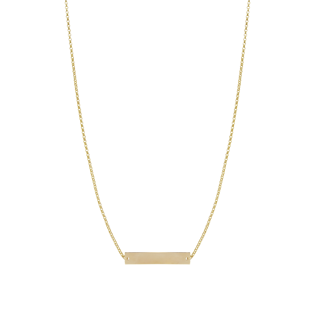 9ct Gold Ladies Engravable Bar Pendant and Chain main image 1