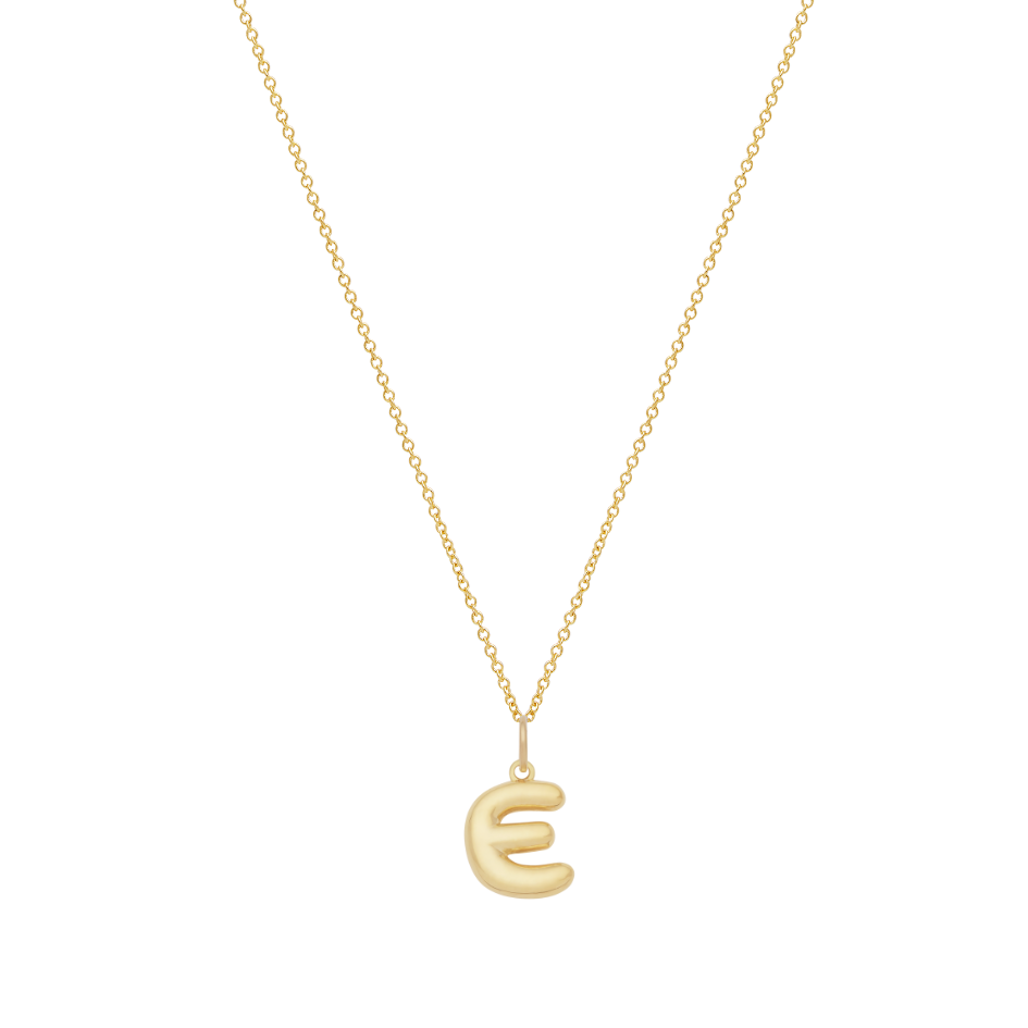 Bubble Letter Necklace with Birthstone - Gold