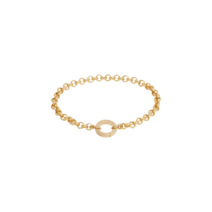 Belcher Charm Bracelet with Round Push Clasp - Gold