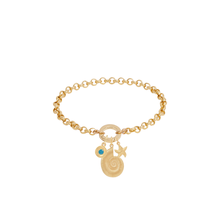 Belcher Charm Bracelet with Round Push Clasp - Gold