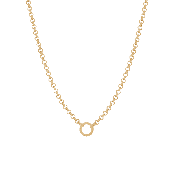 Belcher Charm Necklace with Round Clasp - Gold