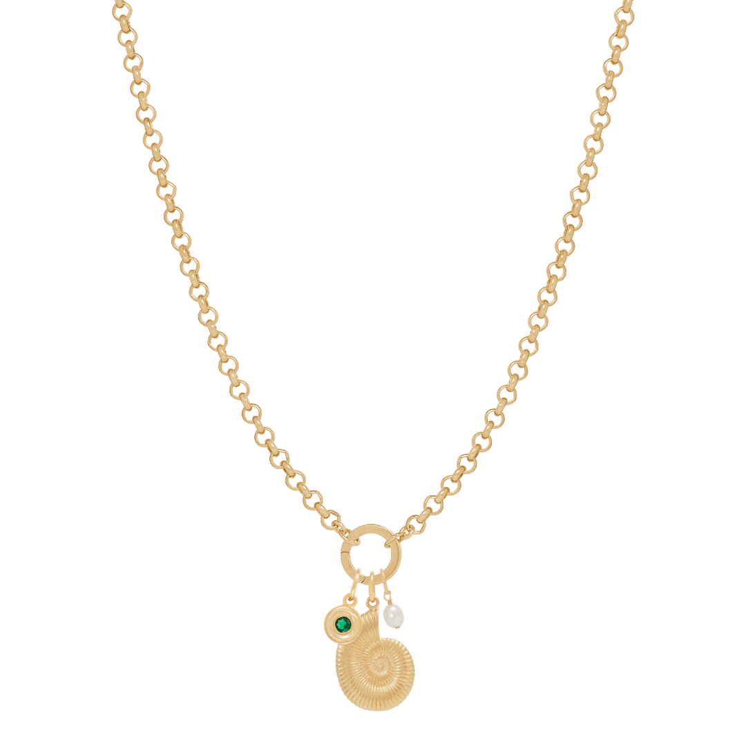 Belcher Charm Necklace with Round Clasp - Gold