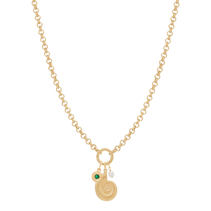 Belcher Charm Necklace with Round Clasp - Gold