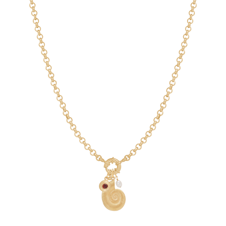 Belcher Charm Necklace with Sailor Clasp - Gold