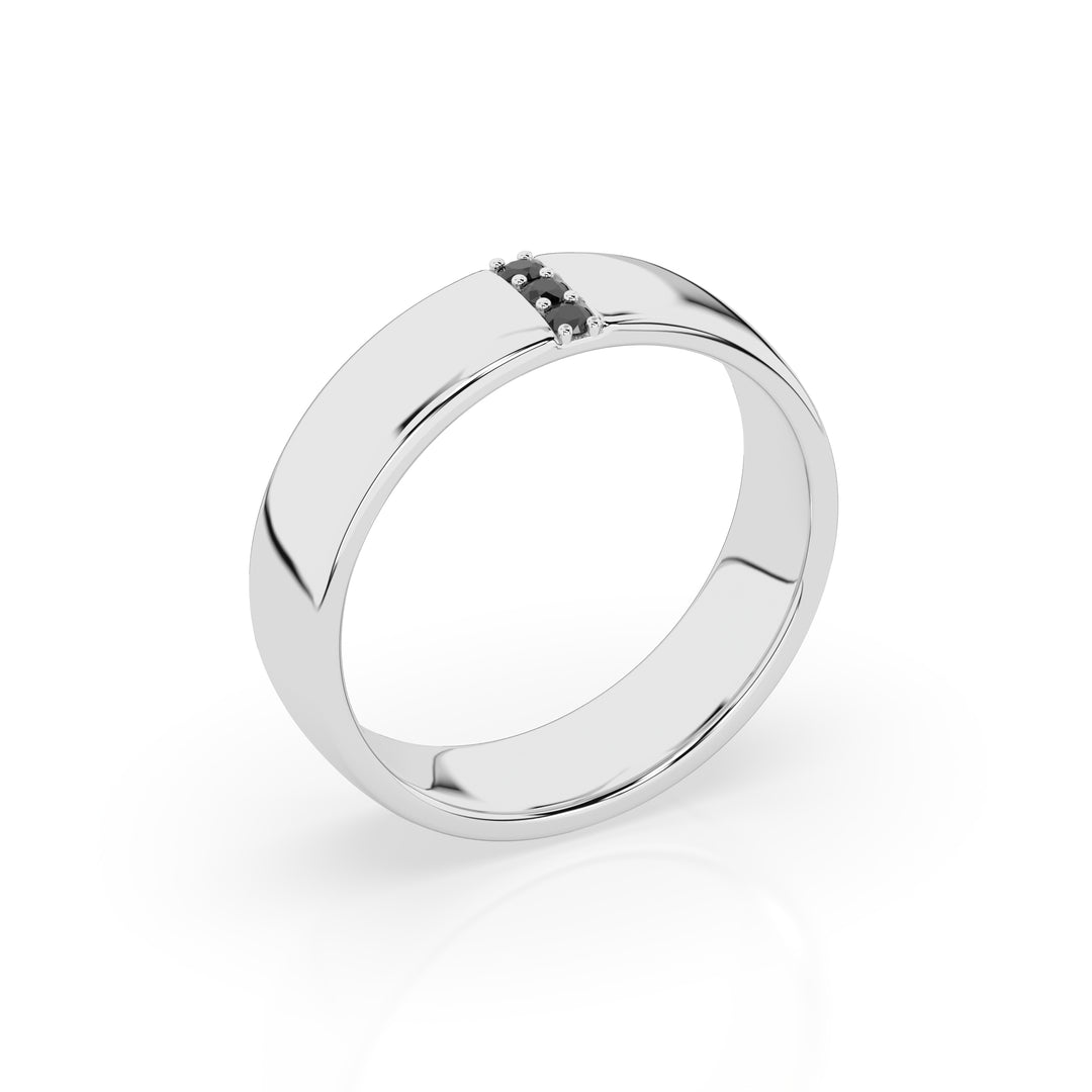 Dominic Black Diamond Ring - White Gold