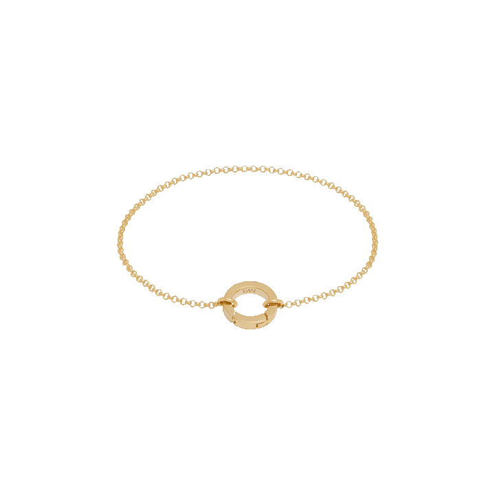 Fine Rolo Charm Bracelet with Round Push Clasp - Gold