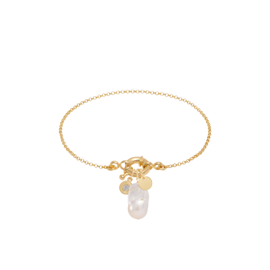 Fine Rolo Charm Bracelet with Sailor Clasp - Gold