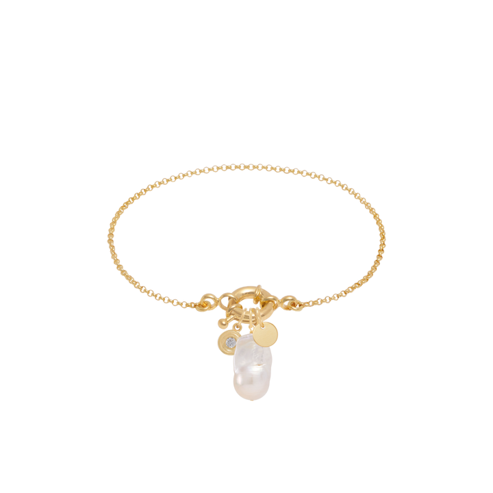 Fine Rolo Charm Bracelet with Sailor Clasp - Gold