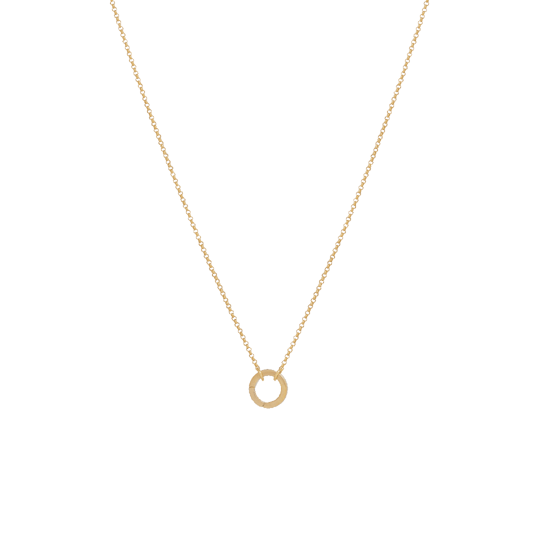 Fine Rolo Charm Necklace with Round Clasp - Gold