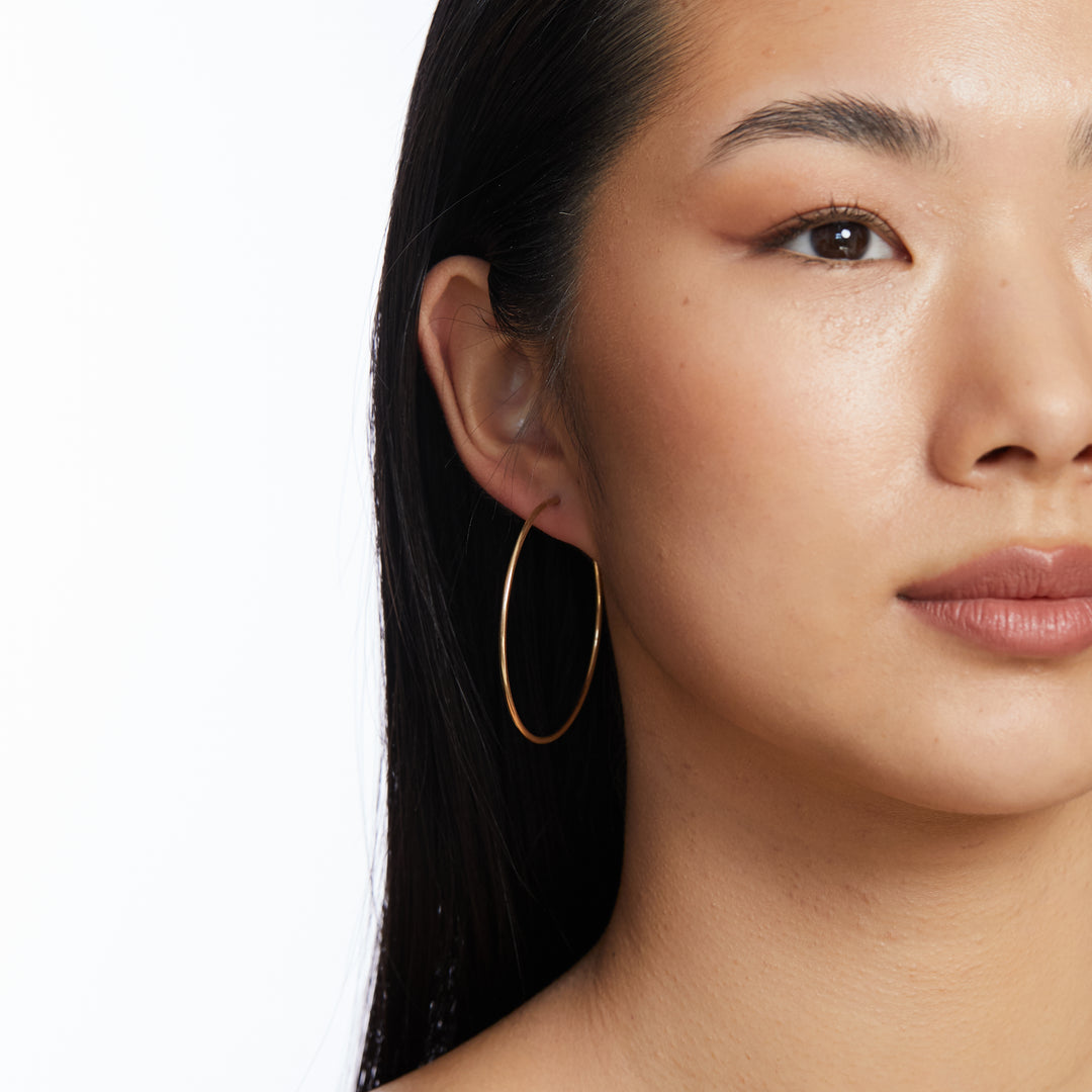 Thin Hoop Earrings - Gold