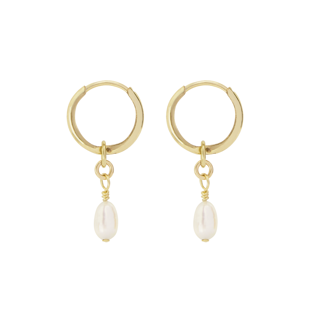 Lulita Pearl Mini Hoops - Gold