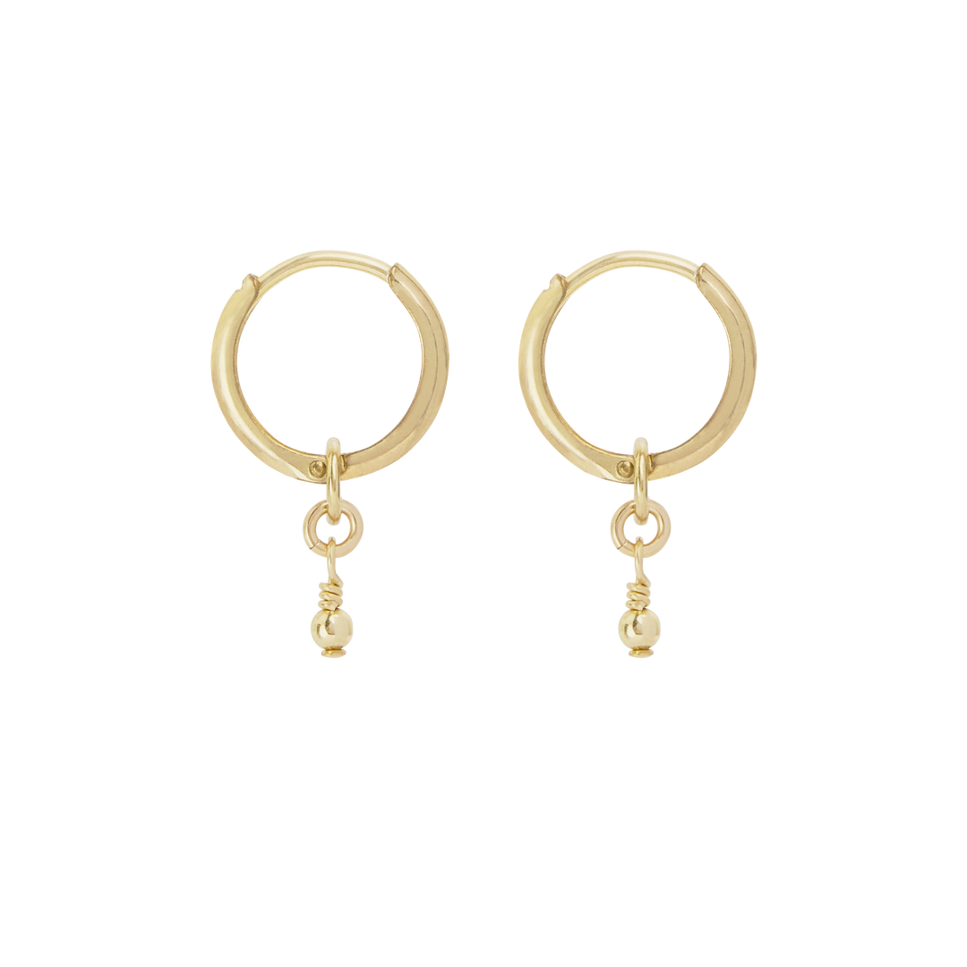 Noa Bead Mini Hoop - Gold