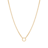Double Link Rolo Necklace with Round Clasp - Gold - 16 inch