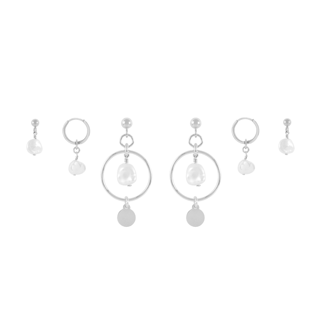 Inka Earring Stack - Silver
