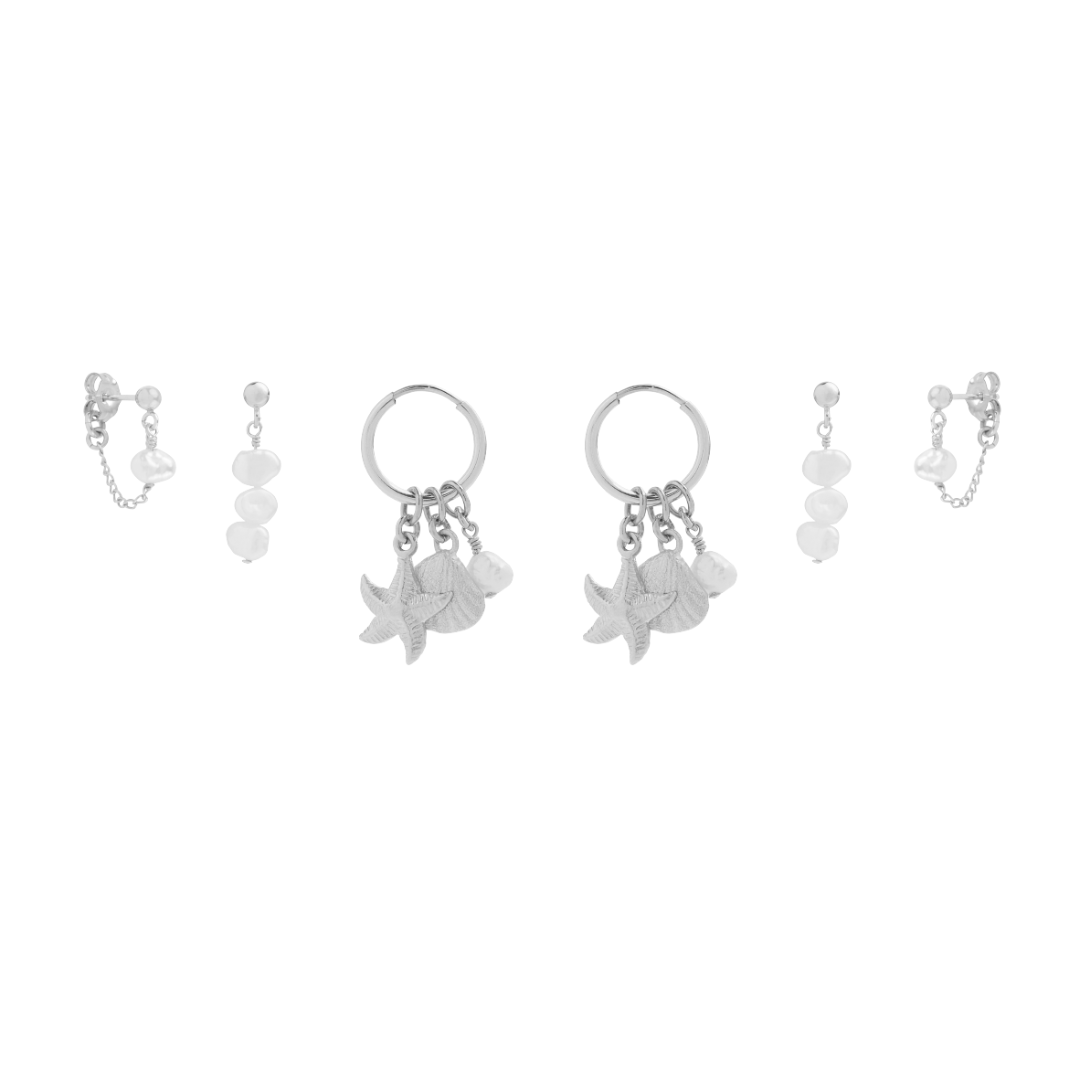 Milos Earring Stack - Silver
