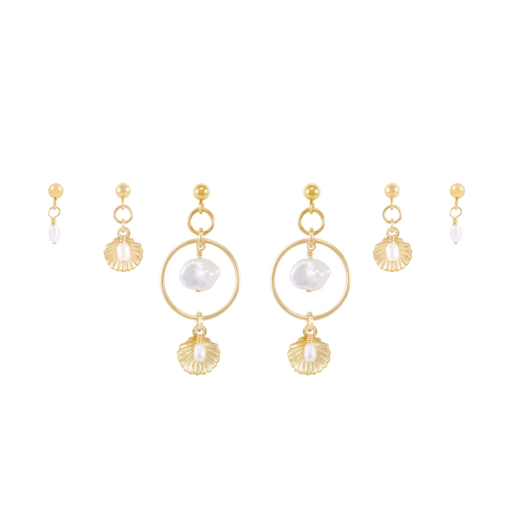 Ocean Earring Stack  - Gold