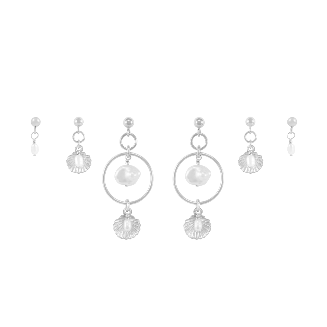Ocean Earring Stack - Silver