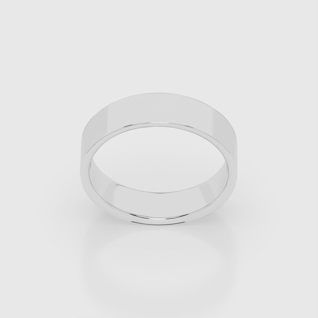 Cigar Ring 6mm - 7mm - White Gold