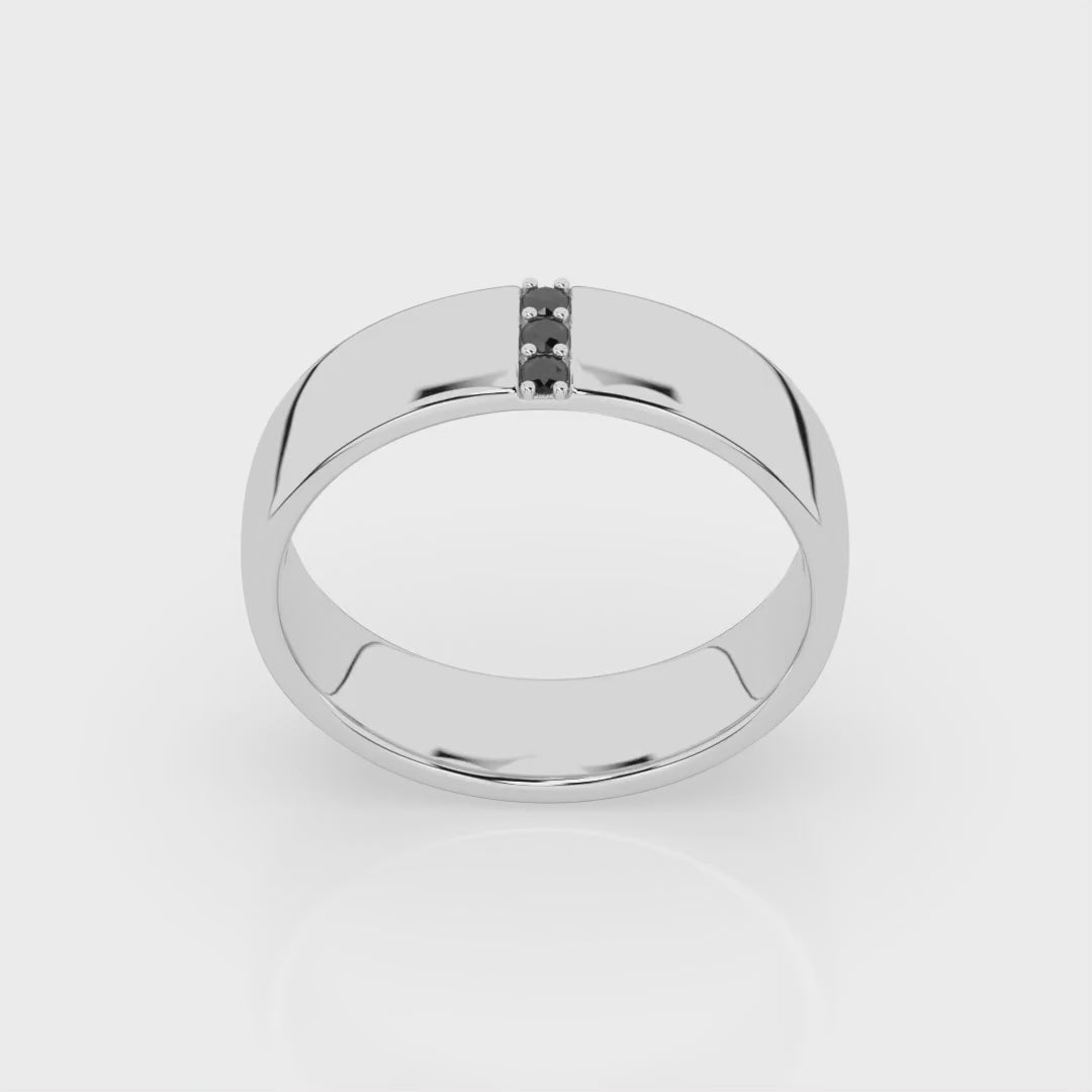 Dominic Black Diamond Ring - White Gold