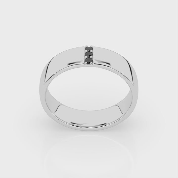 Dominic Black Diamond Ring - White Gold