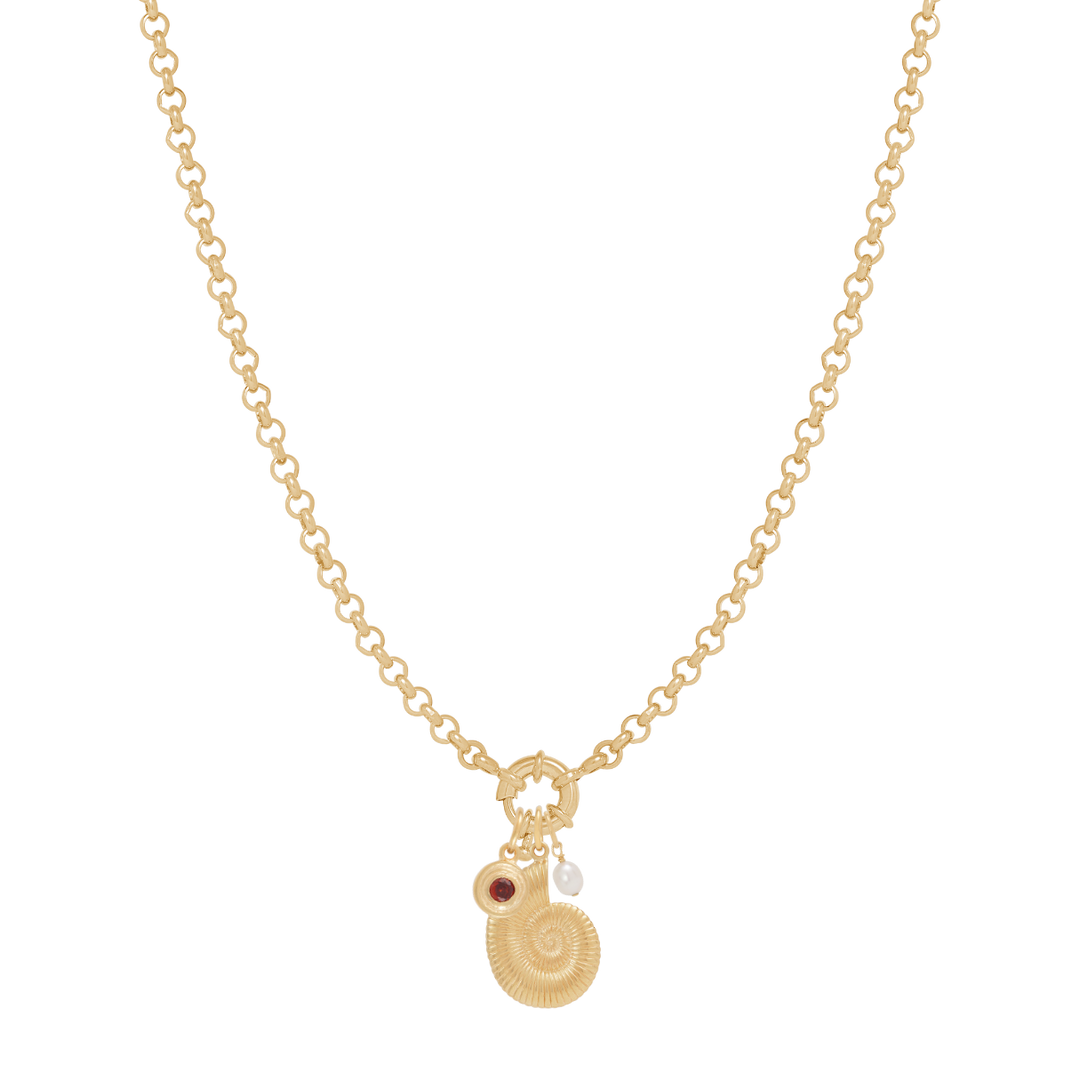Belcher Charm Necklace with Sailor Clasp - Gold