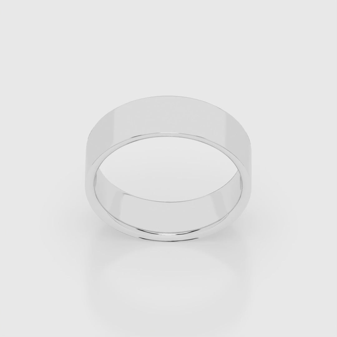 Cigar Ring 6mm - 7mm - White Gold