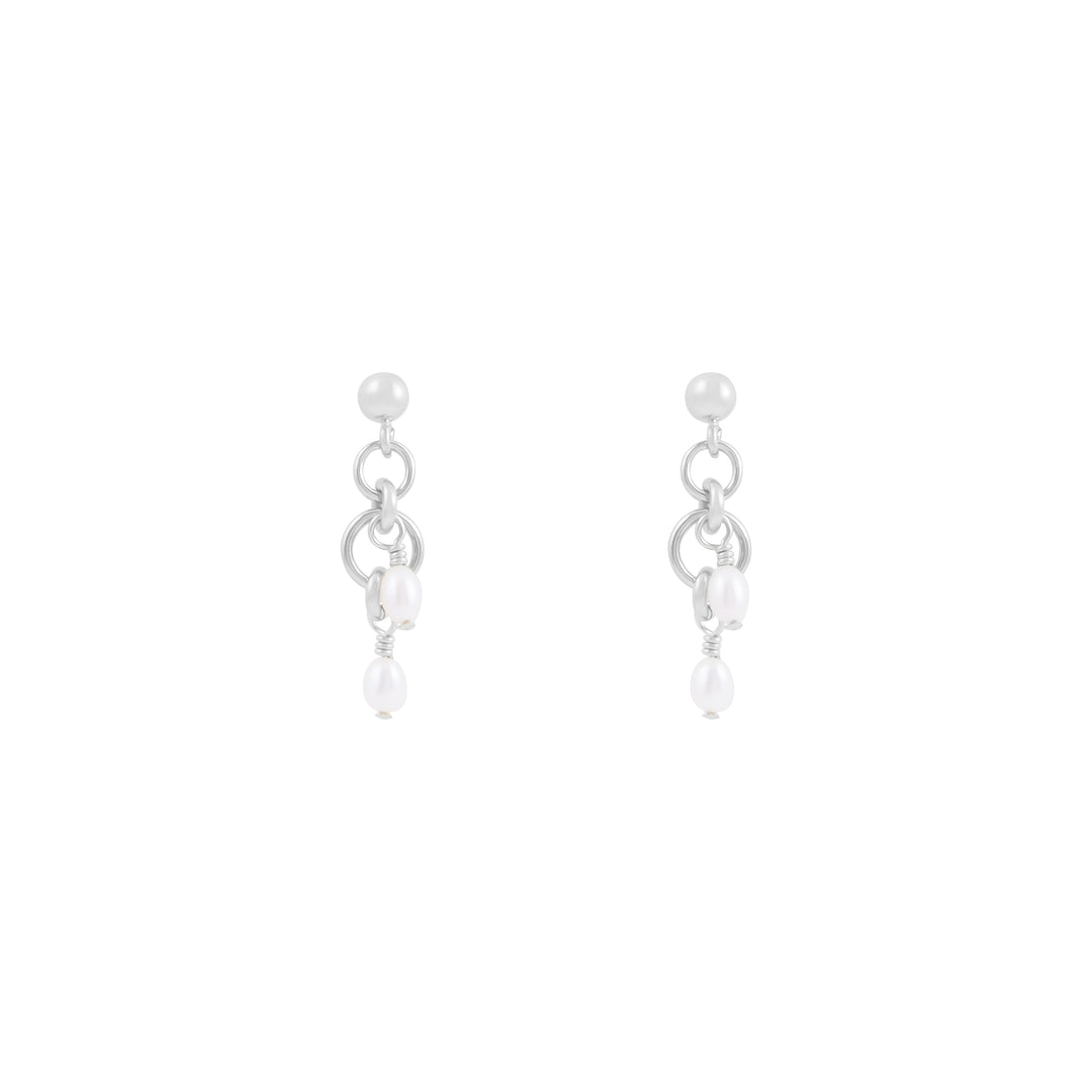 Peta Freshwater Pearl Earrings - Silver
