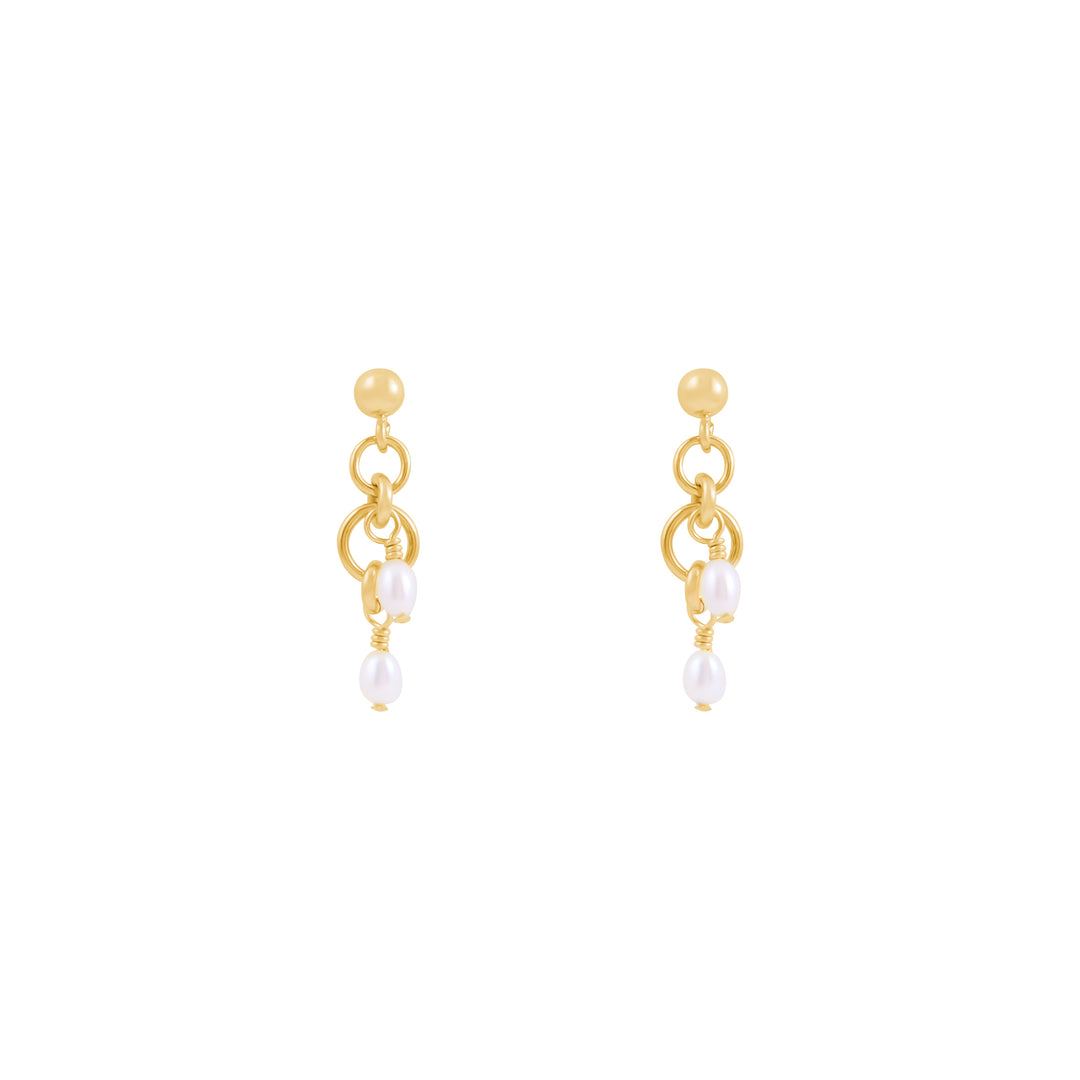 Peta Freshwater Pearl Earrings - Gold