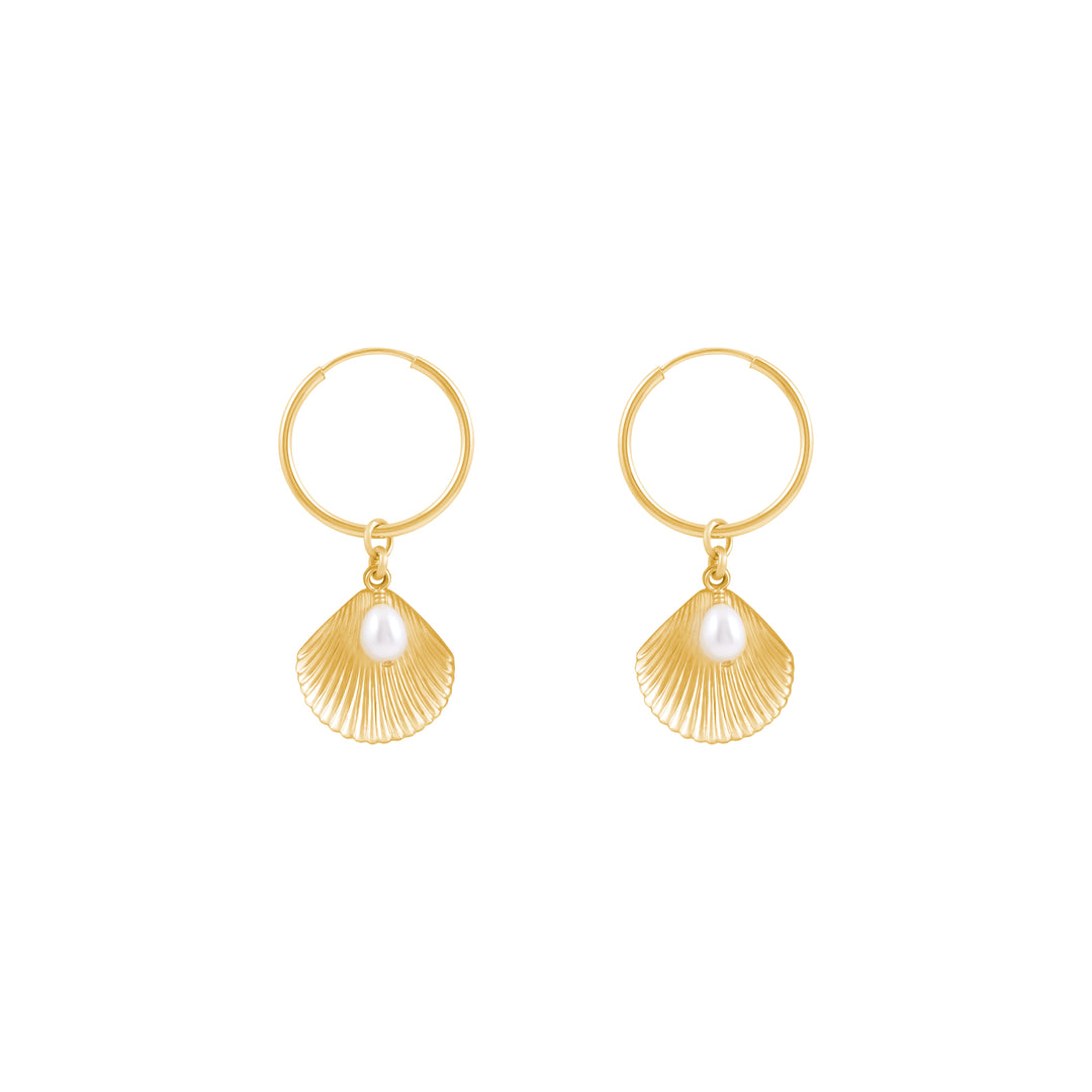 Ula Shell Hoop Earrings - Gold