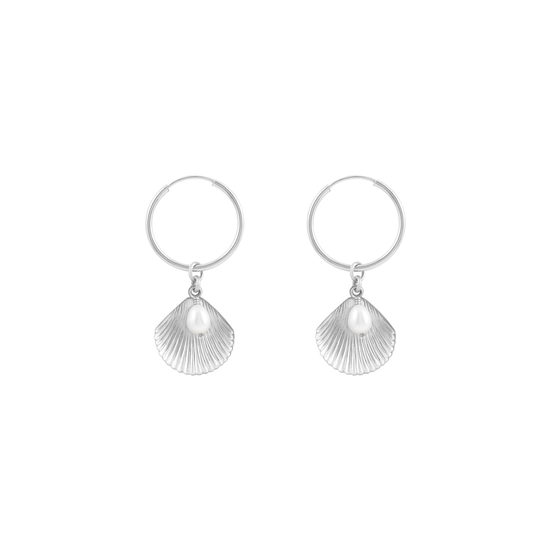 Ula Shell Hoop Earrings - Sterling Silver