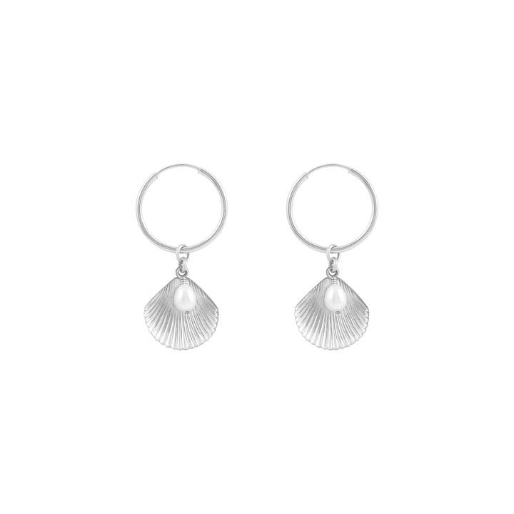 Ula Shell Hoop Earrings - Sterling Silver