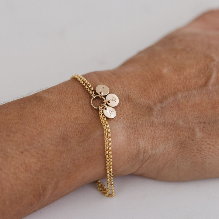 Engravable Double Chain Bracelet Gold