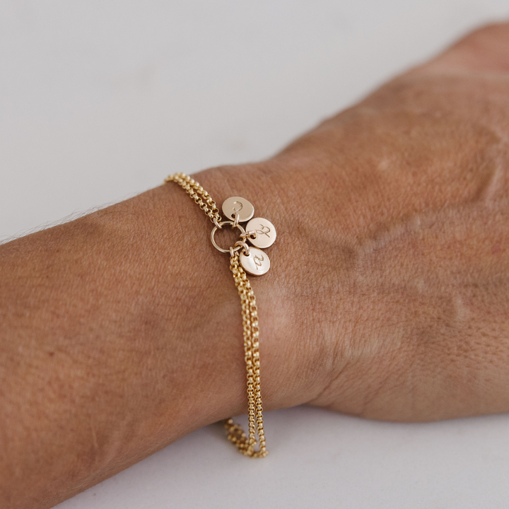 Engravable Double Chain Bracelet - Gold