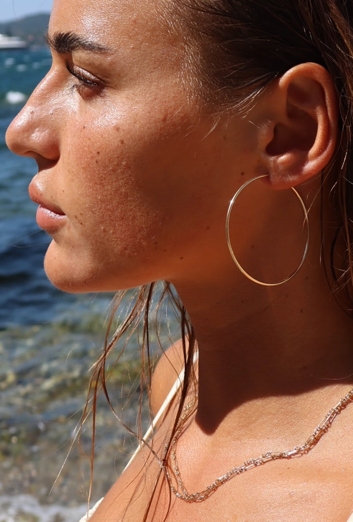 Thin Hoop Earrings - Gold