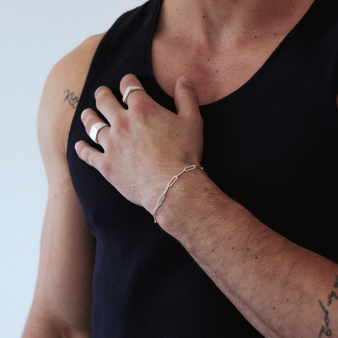 Men s Yves Chain Bracelet Sterling Silver