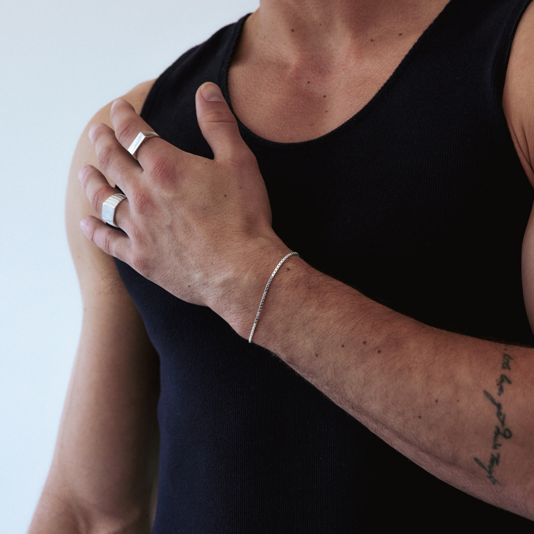 Men s Box Chain Bracelet Sterling Silver Alana Maria Jewellery