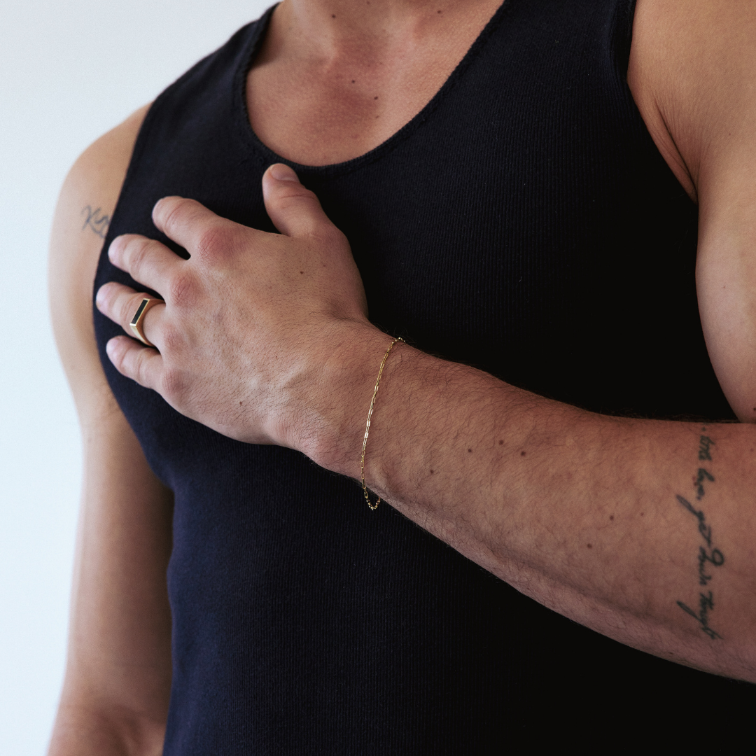 Men's Rectangle Chain Bracelet - Gold