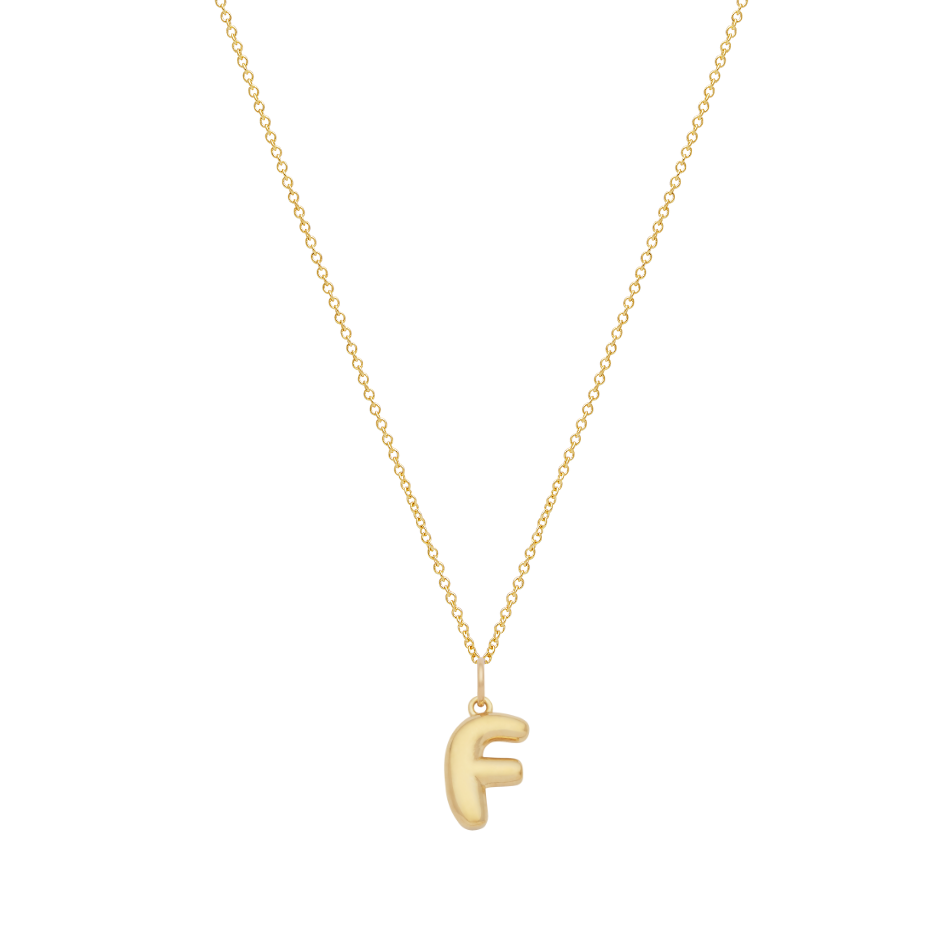 Bubble Letter Necklace with Birthstone - Gold