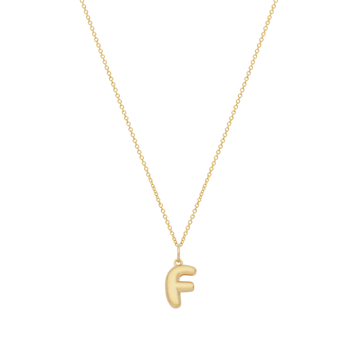 Bubble Letter Necklace with Birthstone - Gold