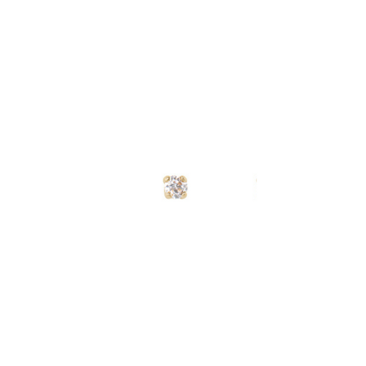 Round Cubic Zirconia Cartilage Earring 2mm - Solid Gold
