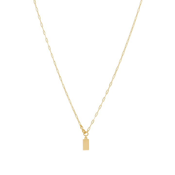 Engravable Rectangle Tag Necklace - Gold