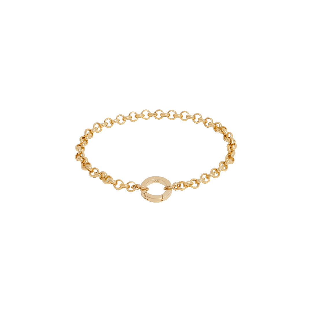 Belcher Charm Bracelet with Round Push Clasp - Gold