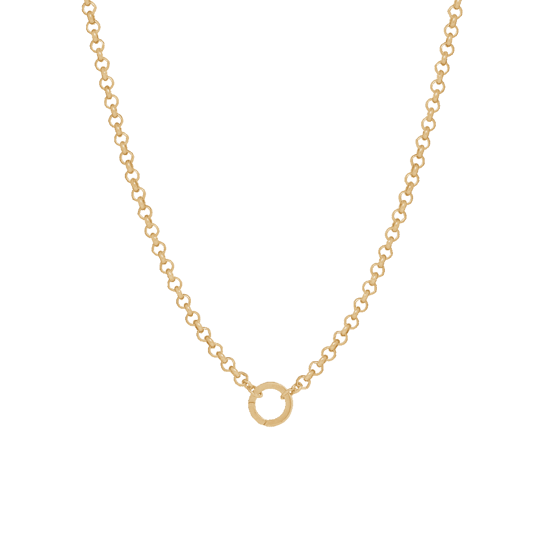 Belcher Charm Necklace with Round Clasp - Gold