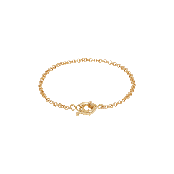 Double Link Rolo Charm Bracelet with Sailor Clasp - Gold