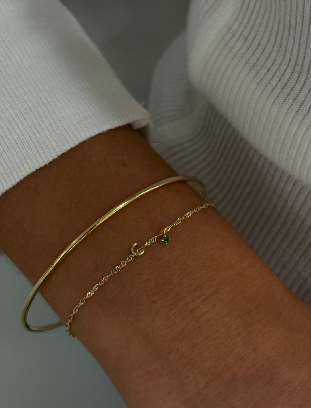 Fine Rope Chain Slider Bracelet - Solid Gold