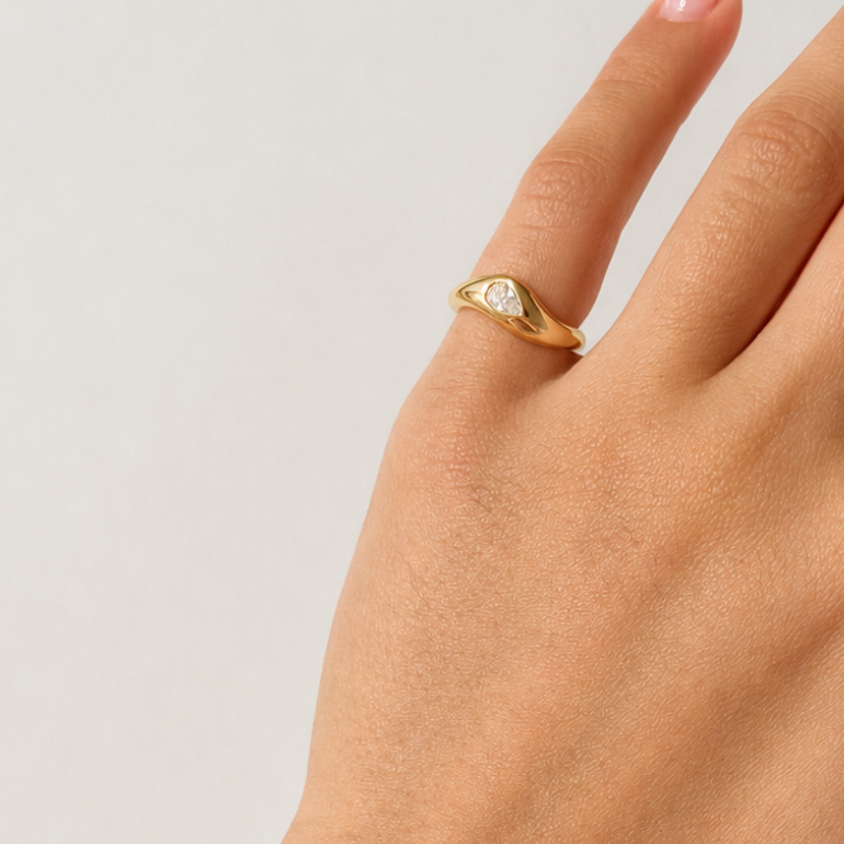 Pinky friendship ring with CZ