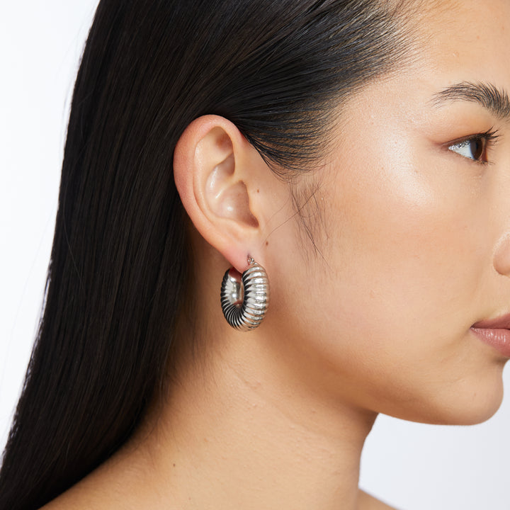 Sasha Hoop Earrings - Silver