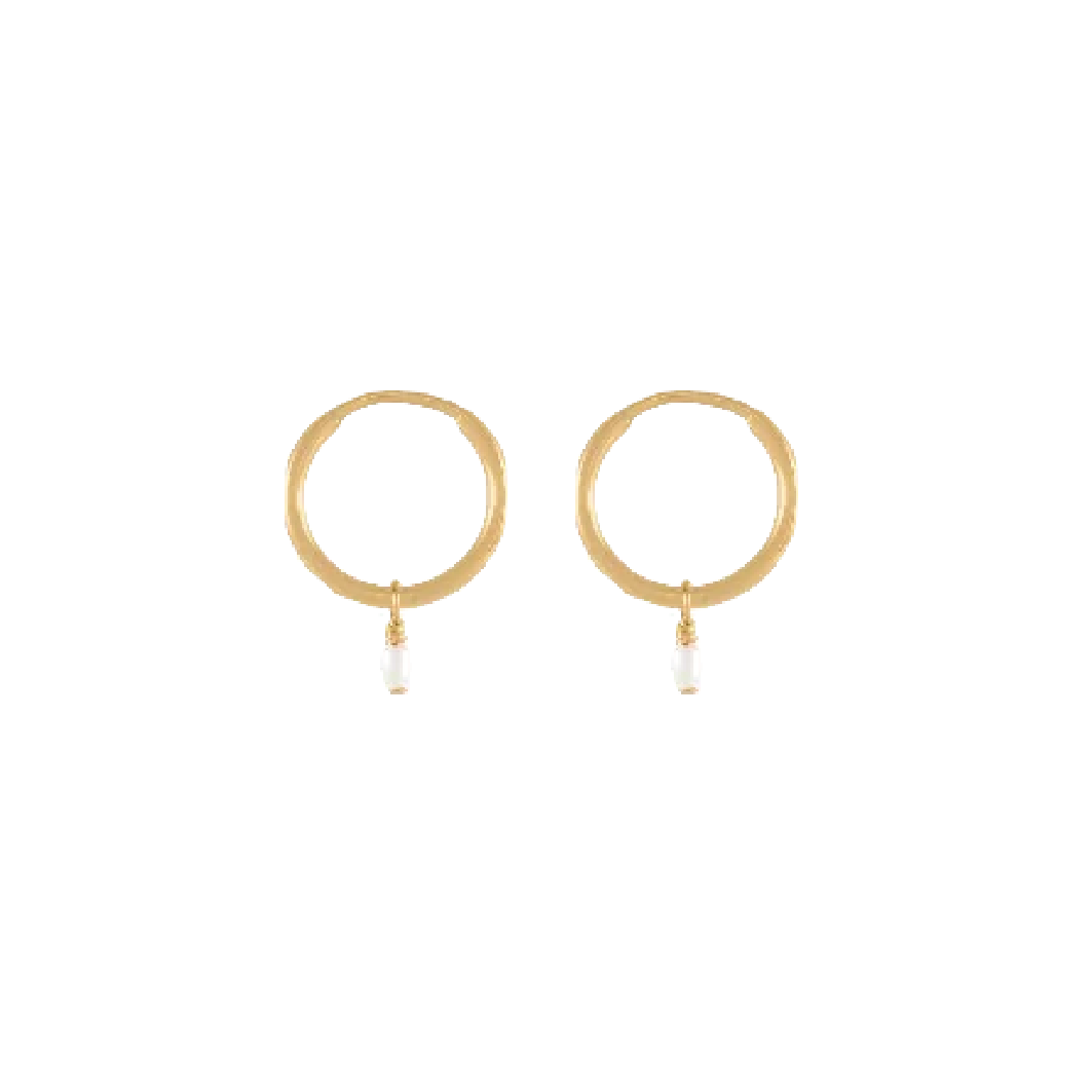 Pearl Mini Hoops - Gold