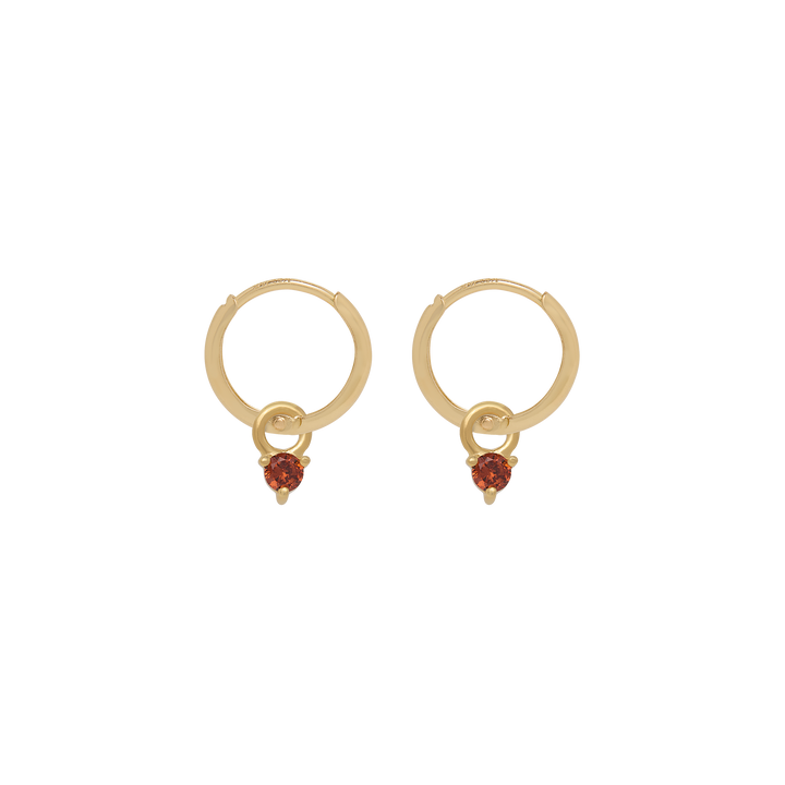 Birthstone Mini Hoop Earrings - Gold
