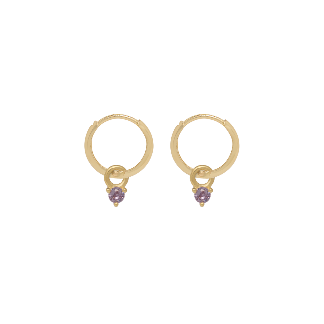 Birthstone Mini Hoop Earrings - Gold